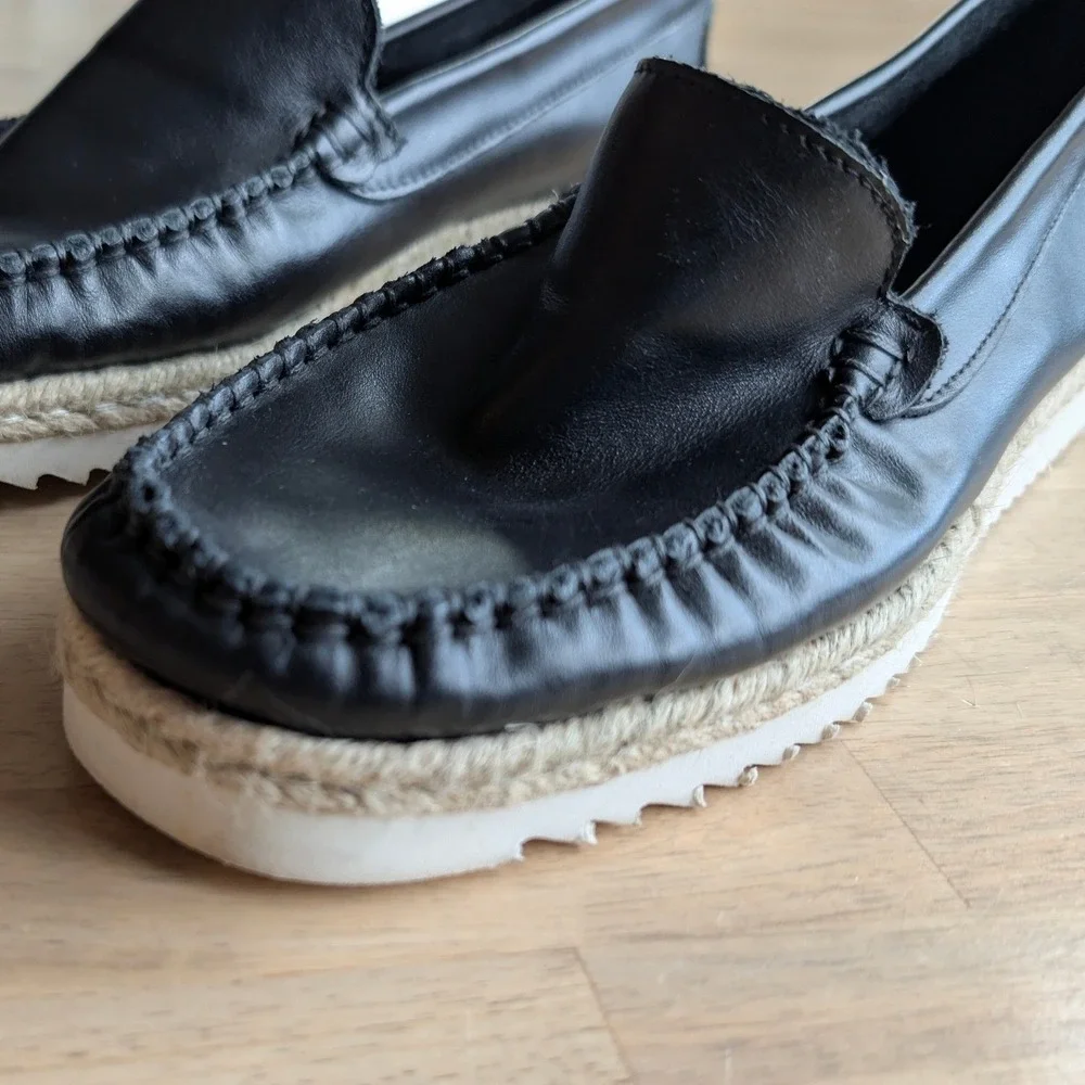 Leonardo Black Leather Loafers‎ Made in Italy Womens Size 38 US 8